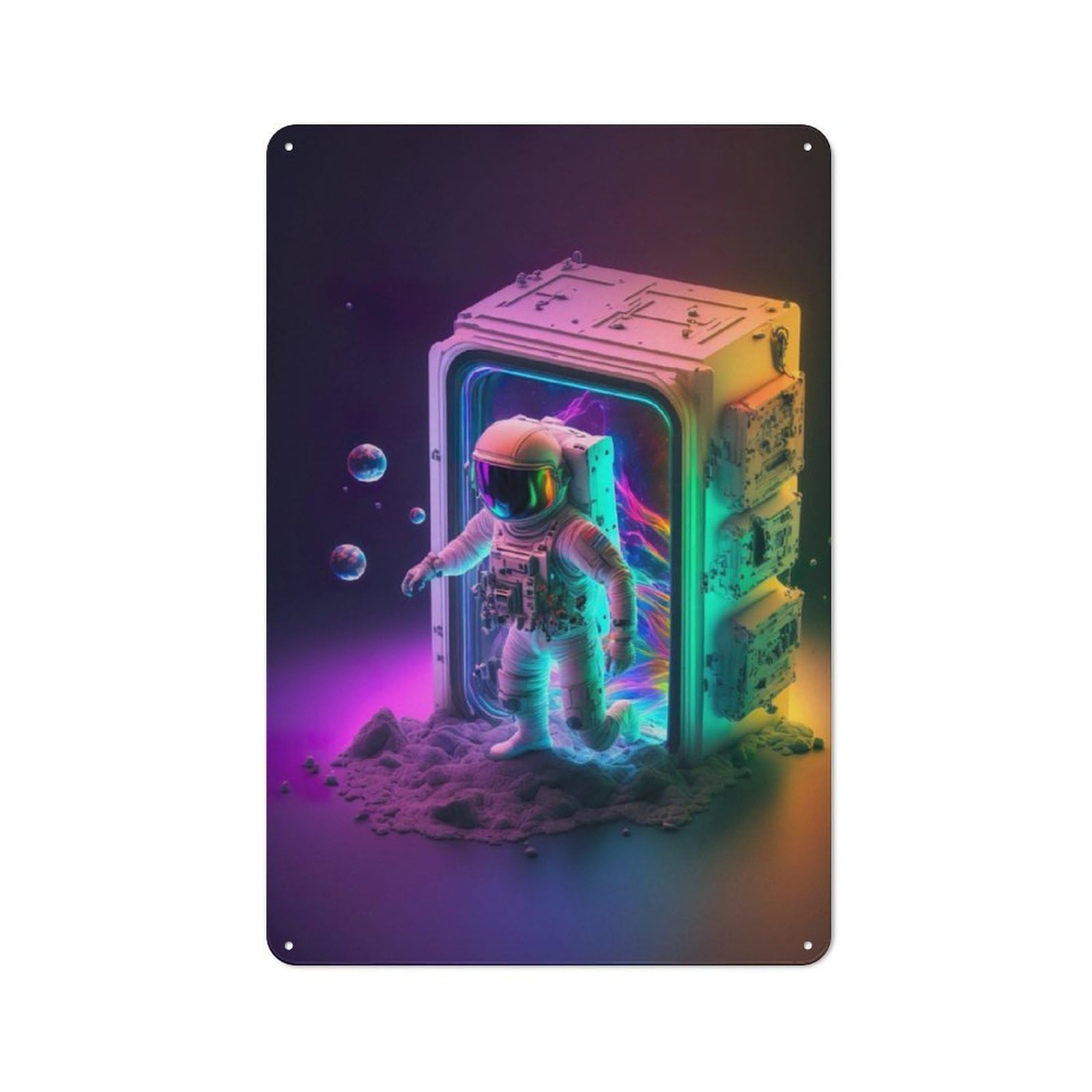 Junmoney Beaming Astronaut Retro Metal Wall Sign 30X20cm With For Garage Wall, Suited To Garage Decor Collectors