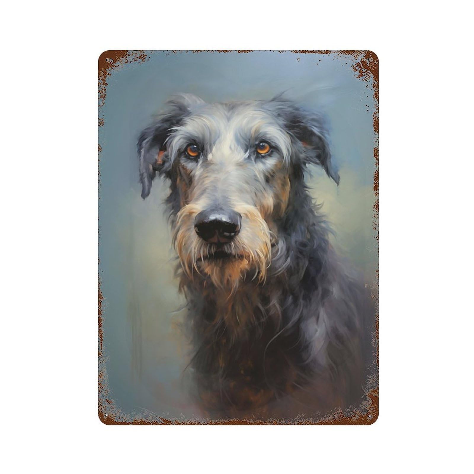 Garage Style Irish Wolfhound Vintage Rust Metal Sign 15.7"x11.8", Retro Wall Decor for Bar And Workshop
