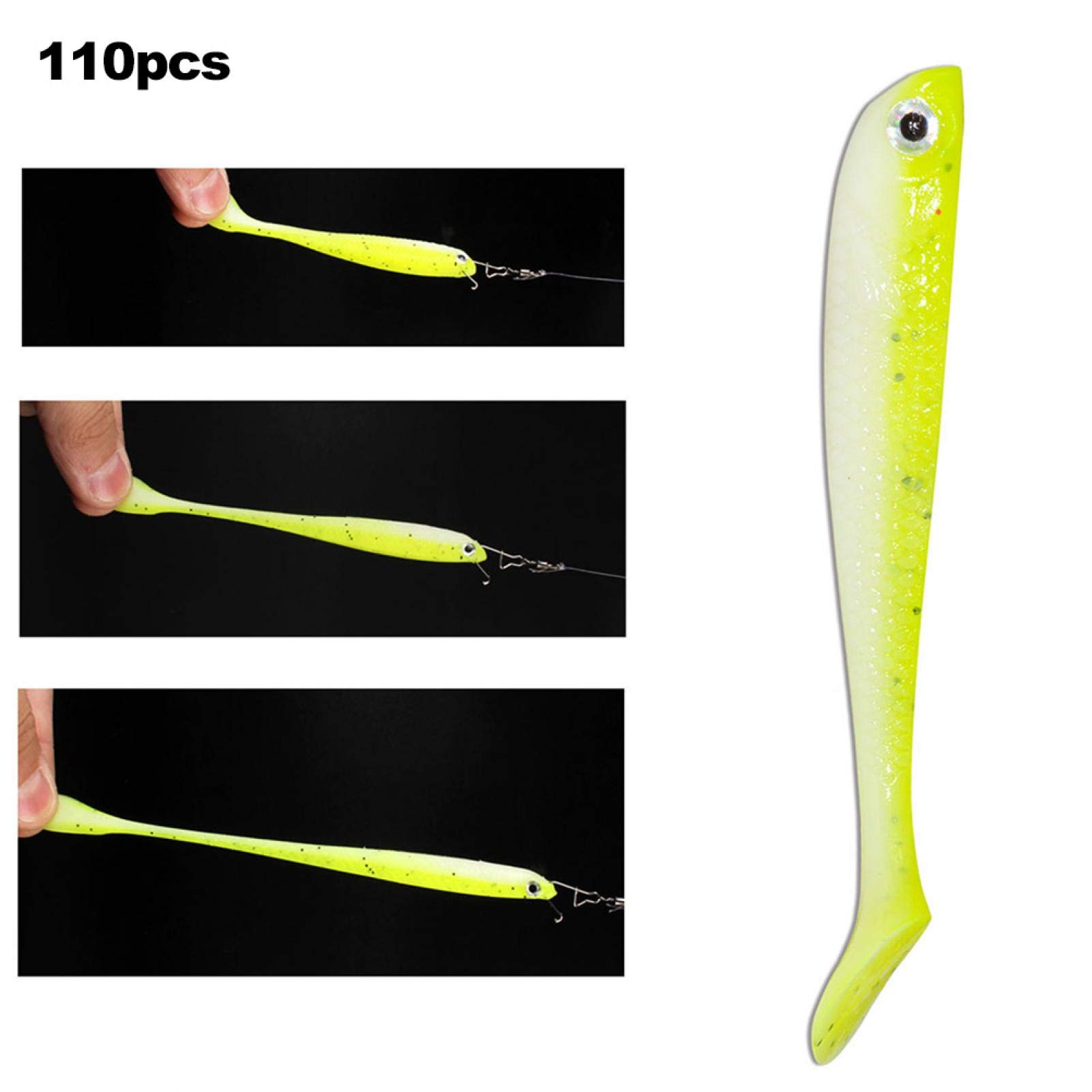 55mm Fishing Lure Fishing Jigs Bass Lures Simulazione Artificiale Piccolo Pesce Morbido Esche Esche Esche con T Tail Accessorio