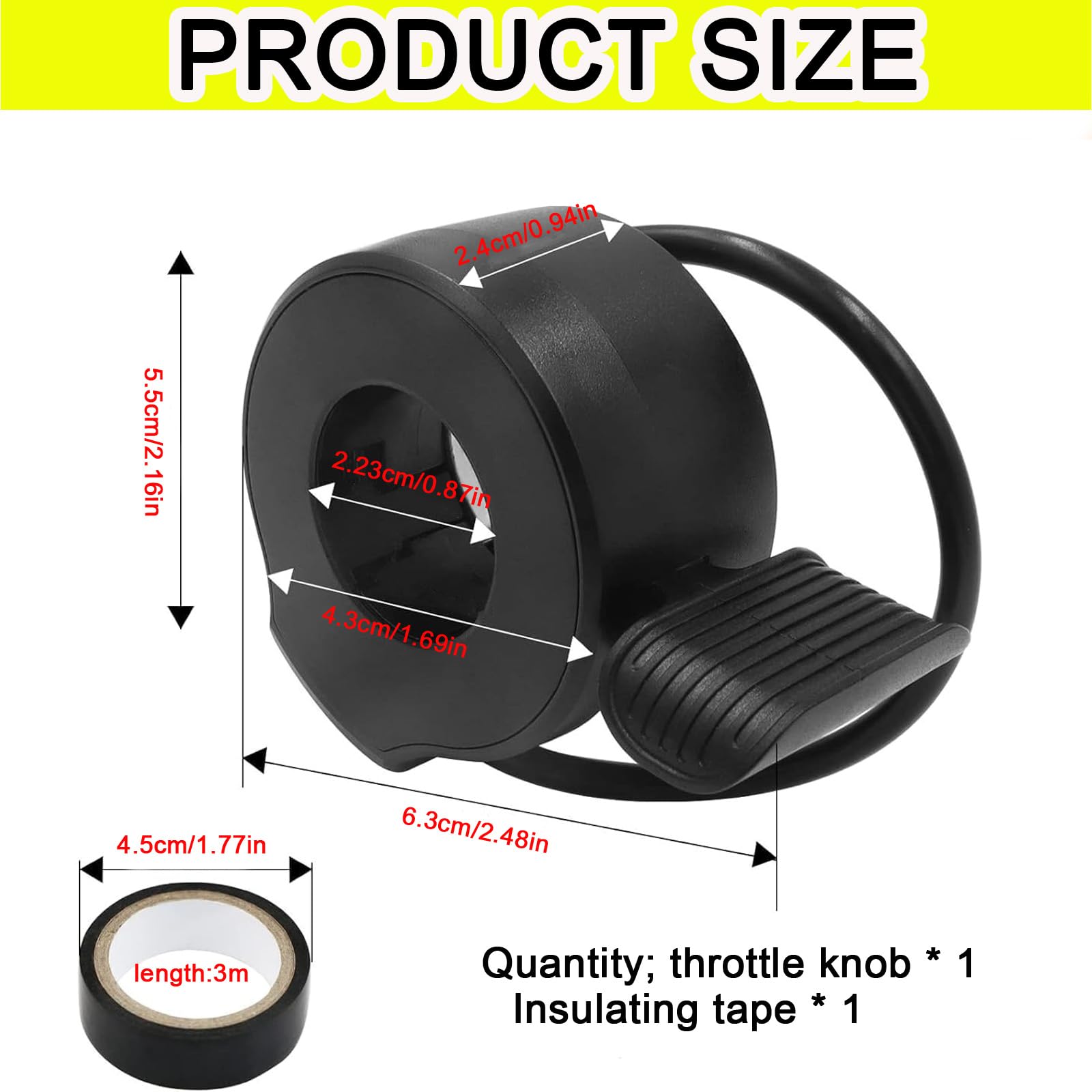 1 Pezzo Acceleratore Monopattino Elettrico, Plastica Scooter Acceleratore Acceleratore per Scooter Elettrico Adatto per la Maggior Parte dei Modelli di Scooter(Nero)