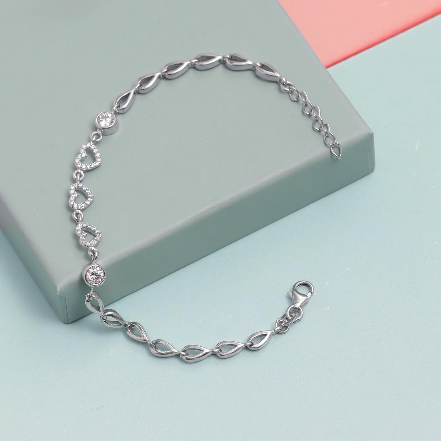 LeCalla 925 Sterling Silver Bracelet Jewelry Gift | Lightweight Italian Design Adjustable Love Bracelet | Link Chain with Lobster Claw Clasp Bracelet for Women Daughter Friendship Bracelet