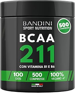 Bandini® AMINOACIDI RAMIFICATI BCAA 211 con Vitamina B1 e B6 | 500 Compresse da 1050mg per il Recupero Muscolare | Amminoacidi 2.1.1 Intra Pre Post Workout | 2:1:1 Per Palestra, Allenamento 100% Vegan