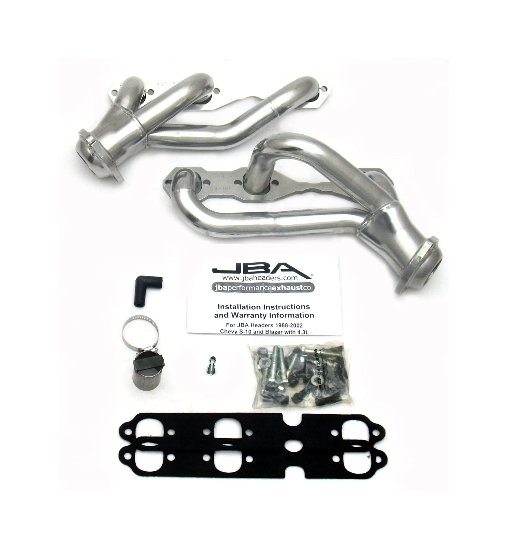 JBA1840S-4JS 1-1/2" Shorty Stainless Steel Silver Ceramic Exhaust Header for S10 4.3L 88-95/02-03