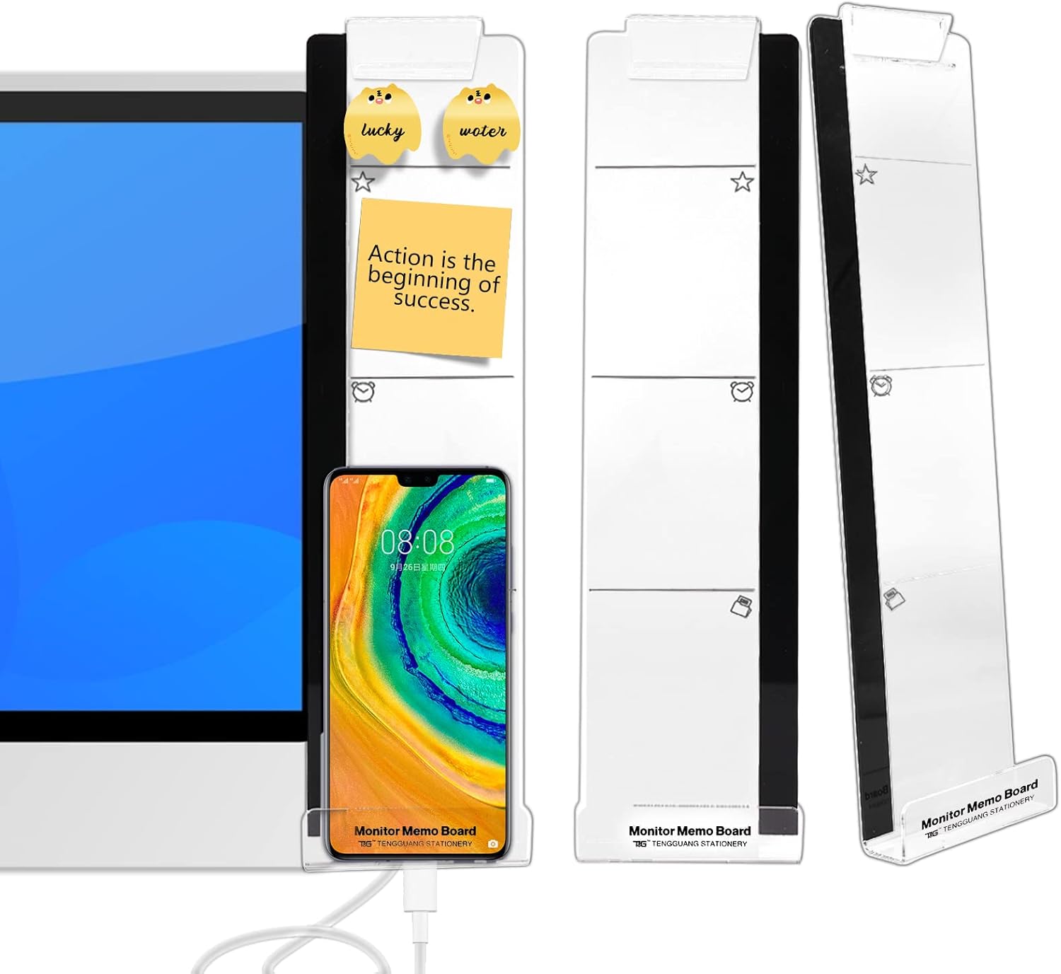 Neknock 2 Pcs Monitor Memo Board, Acrylic Memo Board for