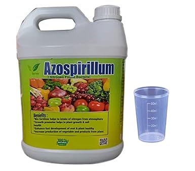 Iagrifarm Azospirillum Liquid Growth Promoter-5 Liter - with Measuring Cup 50 Ml - Nitrogen Fixing Groth Promoter-for All Crops