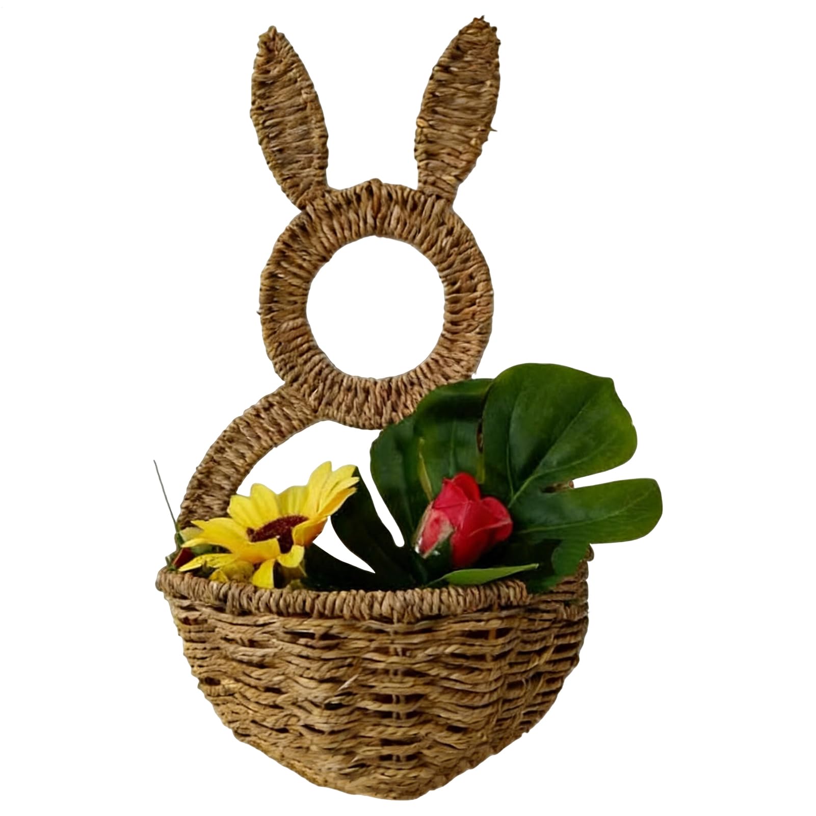 Cesta de pared de conejo de primavera para decorar paredes vacías con estilo rústico 8