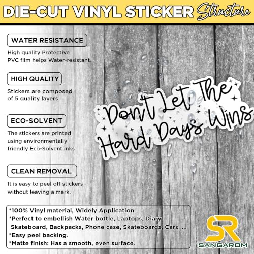 3 Pack Don't Let The Hard Days Wins Sticker Funny Sarcastic Motivational Phrase Inspirational Waterproof Die Cut Vinyl Decal for Water Bottle Laptop Helmet Car for Girl Boy Kid 2 Inch - Image 3