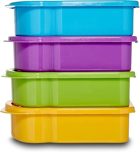 Miniatura 3 de Kitchen & Cabana Paquete de 4 recipientes para sándwiches de tamaño pequeño I Fun y fácil de abrir para manos de todos los tamaños (paquete de 4 -