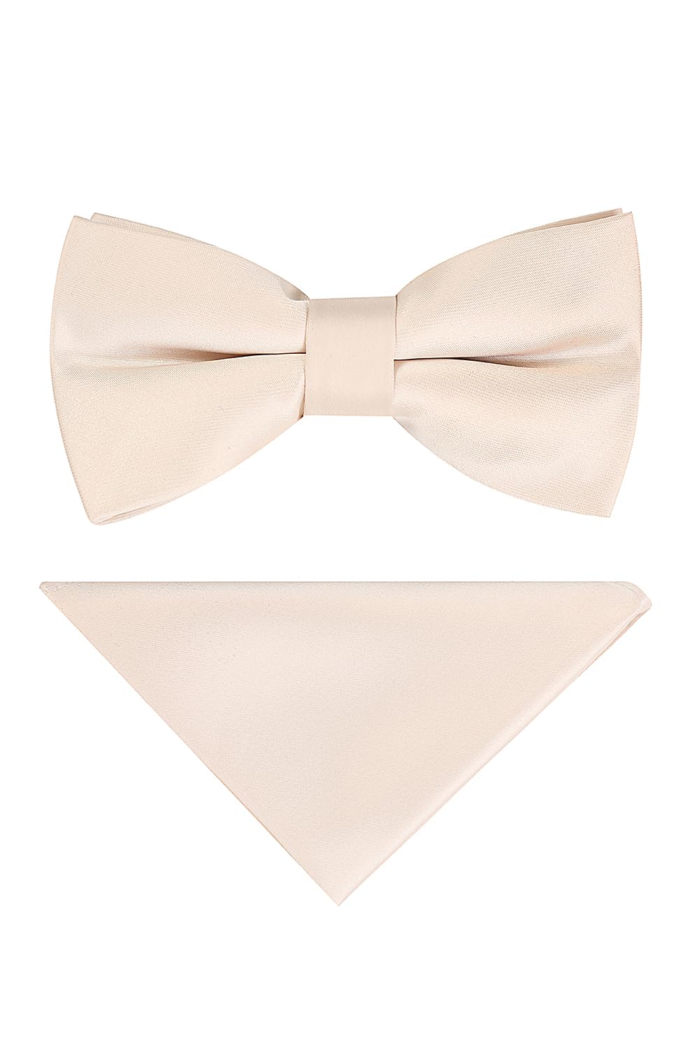 Jenson Samuel Men's Champagne Pastel Pretied Bow Tie Wedding Paisley Pocket Square Set (Champagne)