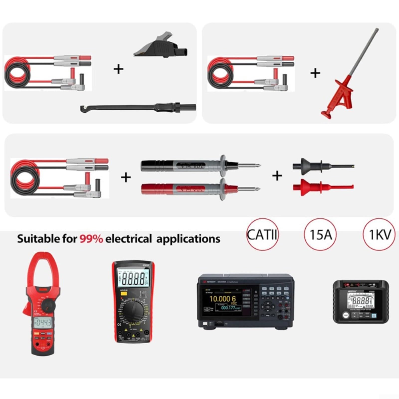 12-teiliges Multimeter-Testset mit Silikonkabeln für Auto & Elektronik