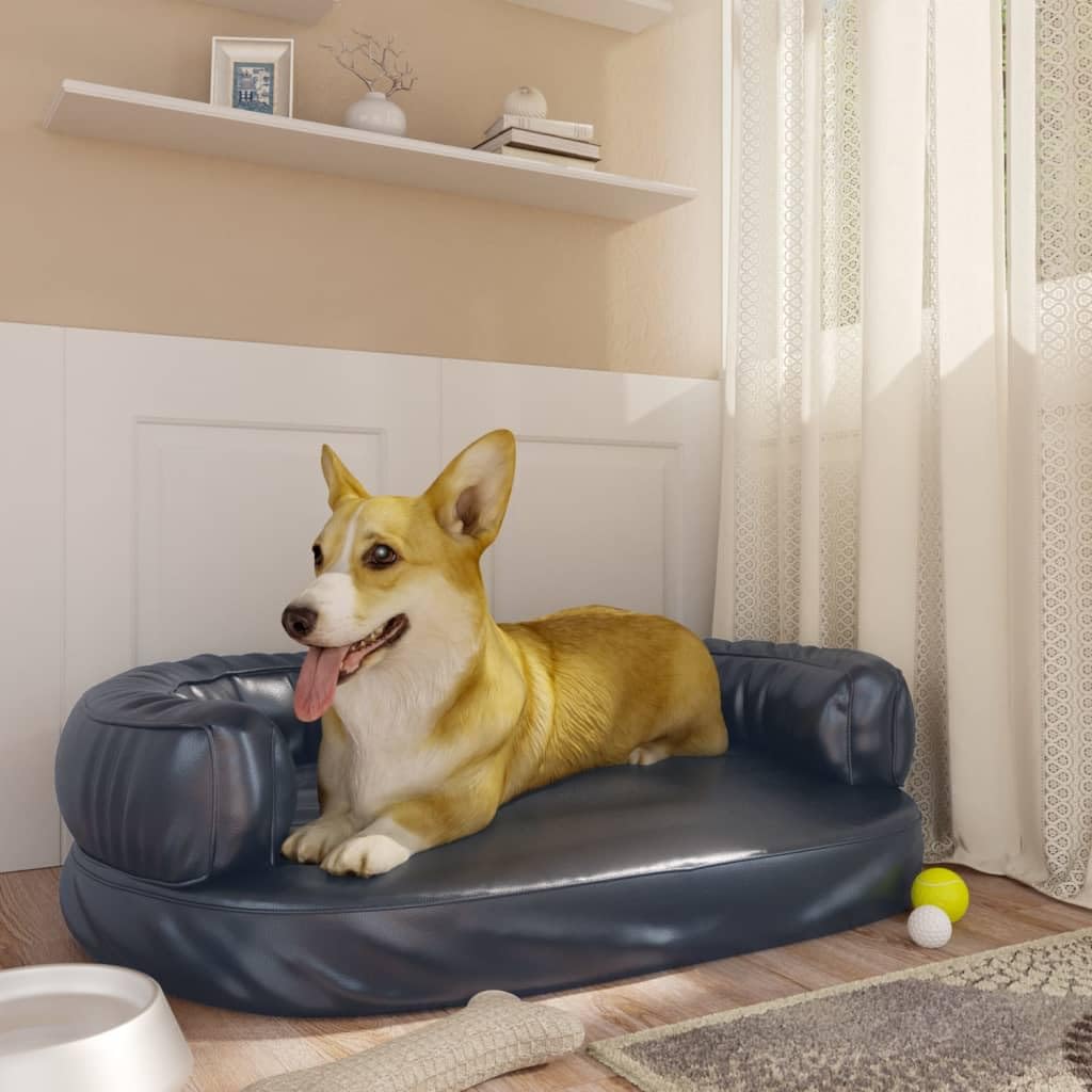 Cuccia ergonomica per cani con schiuma, in ecopelle, 75 x 53 cm, antiscivolo, con bordo morbido, delicato sulle articolazioni, per cuccioli e anziani