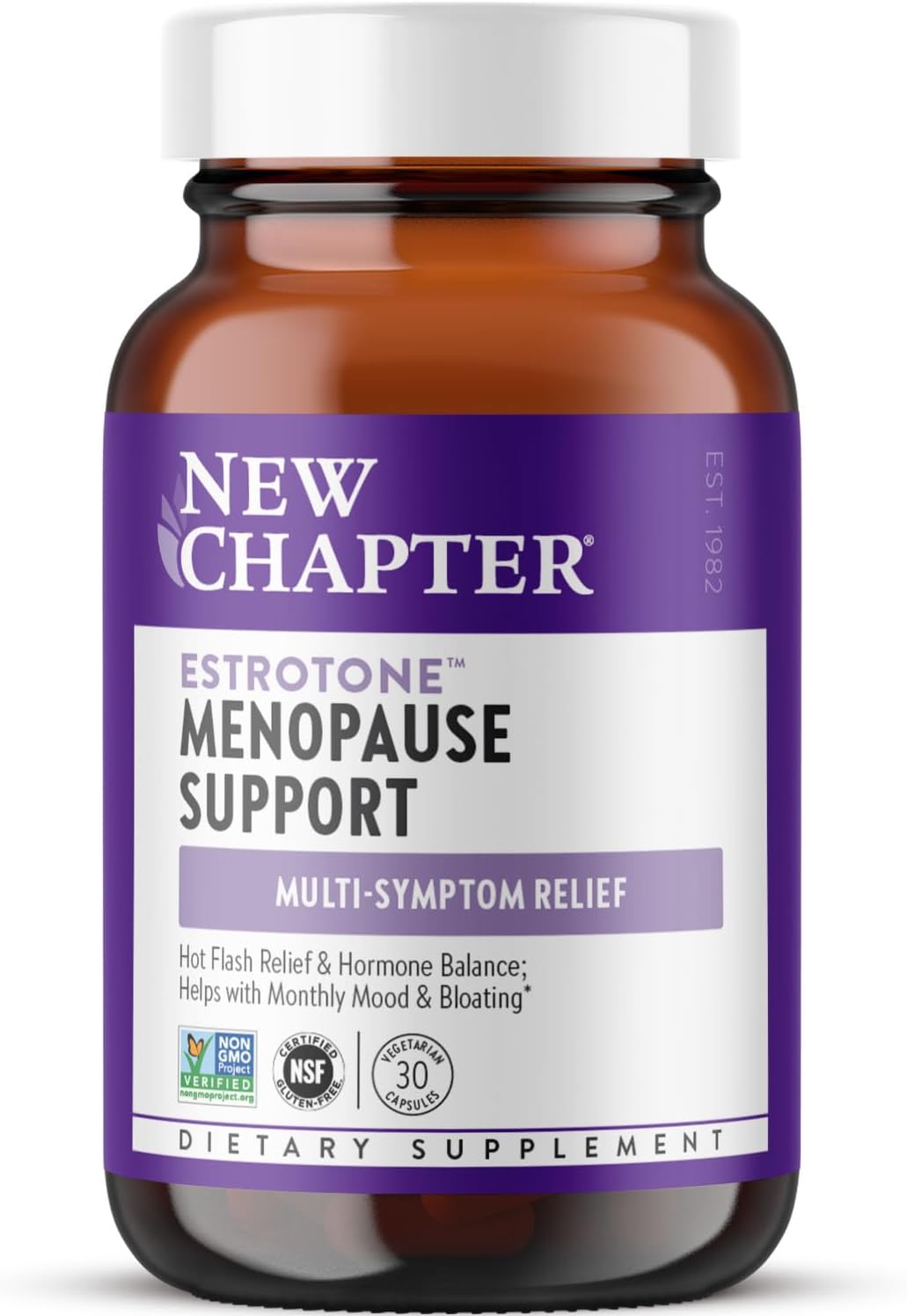 New Chapter Menopause Supplement - Estrotone Herbal Hormone Balance for Women in Perimenopause, with Black Cohosh for Hot Flash Relief & to Reduce Night Sweats + Vitex, No Added Hormones - 30 ct