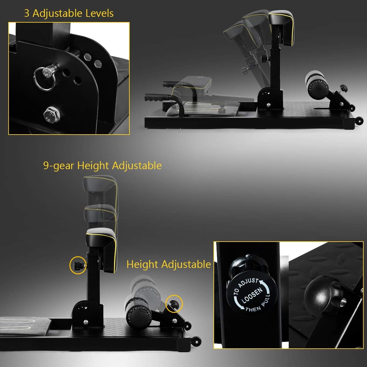 GYMAX 8-in-1 Workout Machine with Adjustable Height & Protective Foam, Multiple Position Training for Sissy Squat, Push-up, Sit-up, Rope Exercise, Home Gym