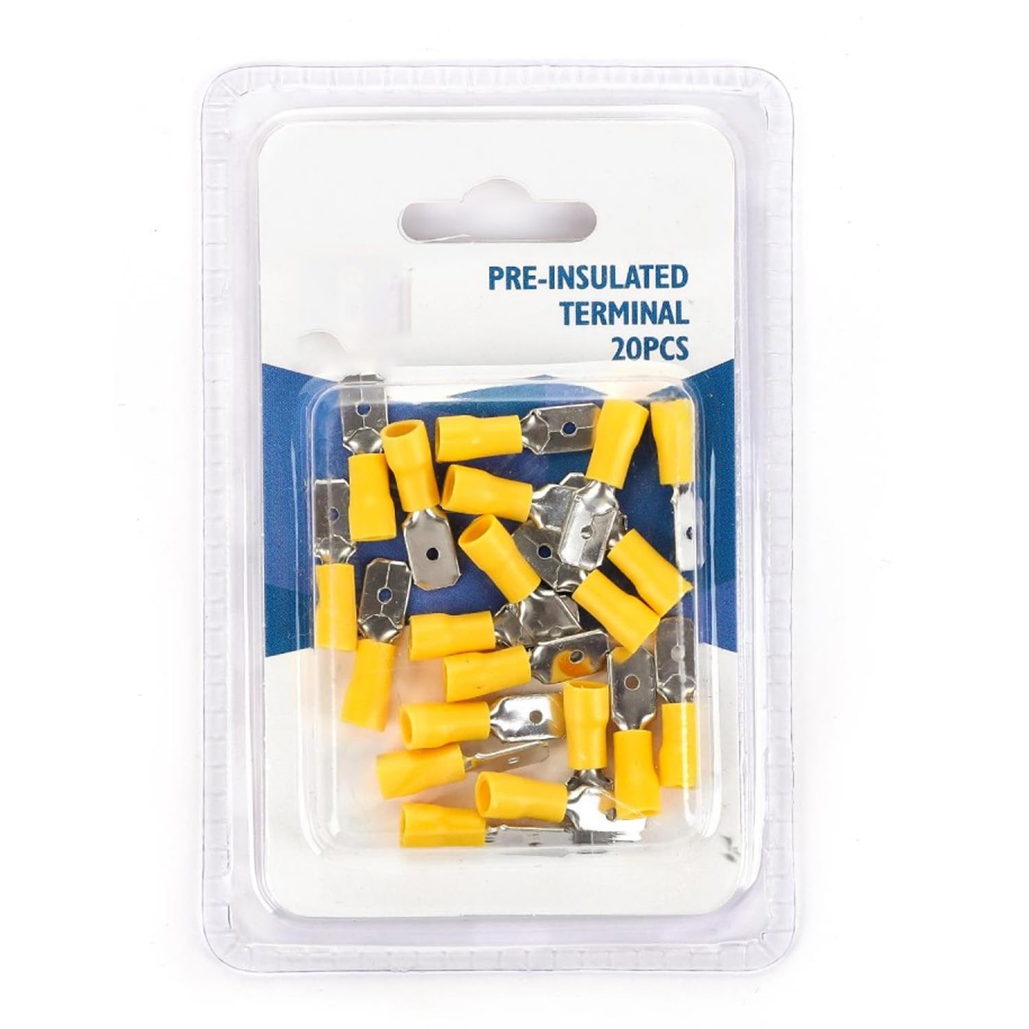 Yellow MDD5.5-250 pre-insulated terminal, perfect for secure electrical connections.Comes in blister pack of 15, ensuring durability and efficiency in your projects.
