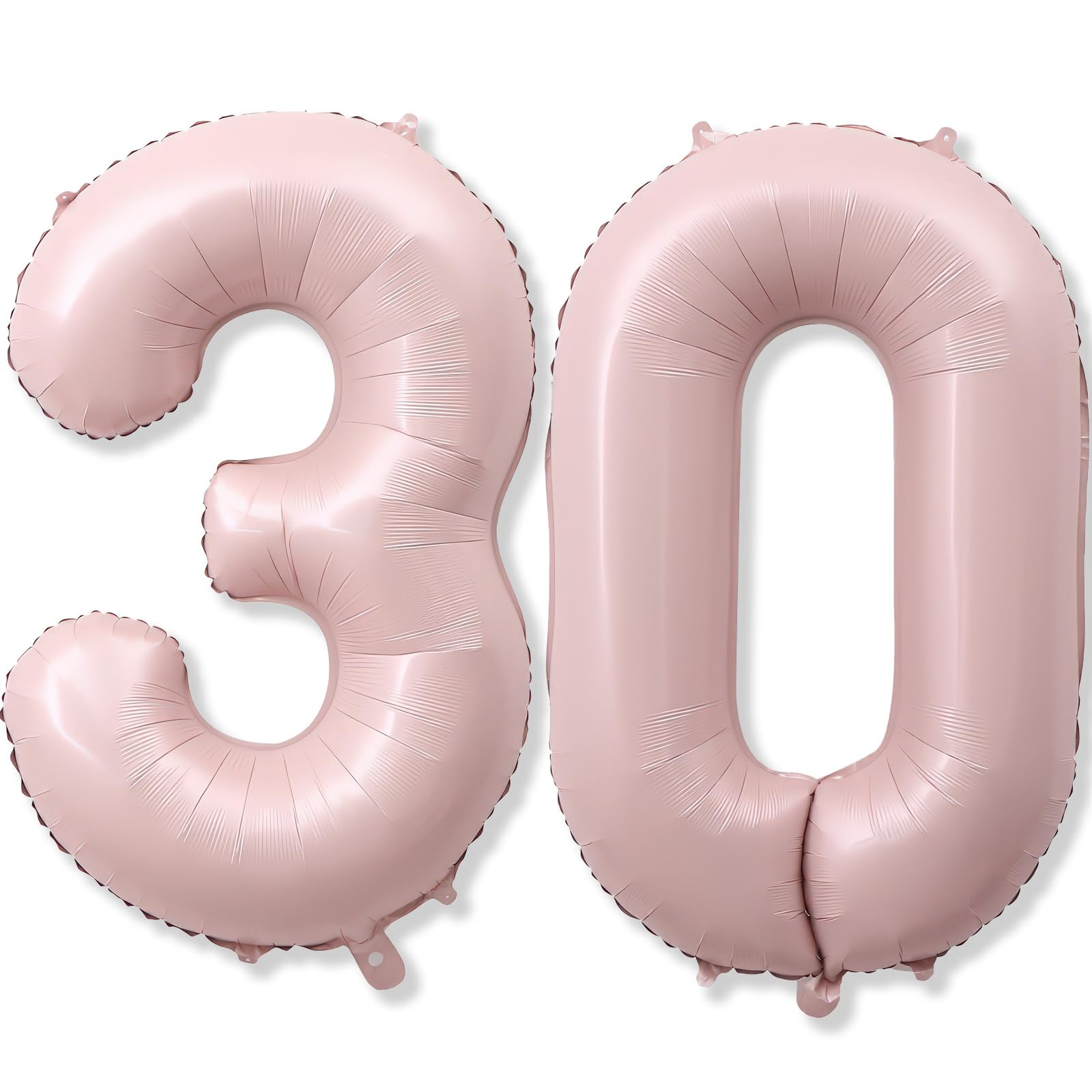 Light Pink 30th Birthday Balloon for Women, 40 Inch Self Inflating Mylar Number 30 Balloons, Big Blush Pastel Pink Foil 3 & 0 Helium Balloon for Her