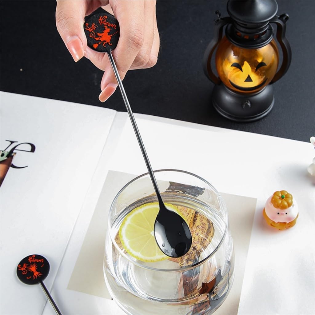 Spoons 4-Pack Creative Halloween Stainless Steel Coffee Spoon Dessert Cake Spoon Mixing Spoon Ice Spoon Cute Set