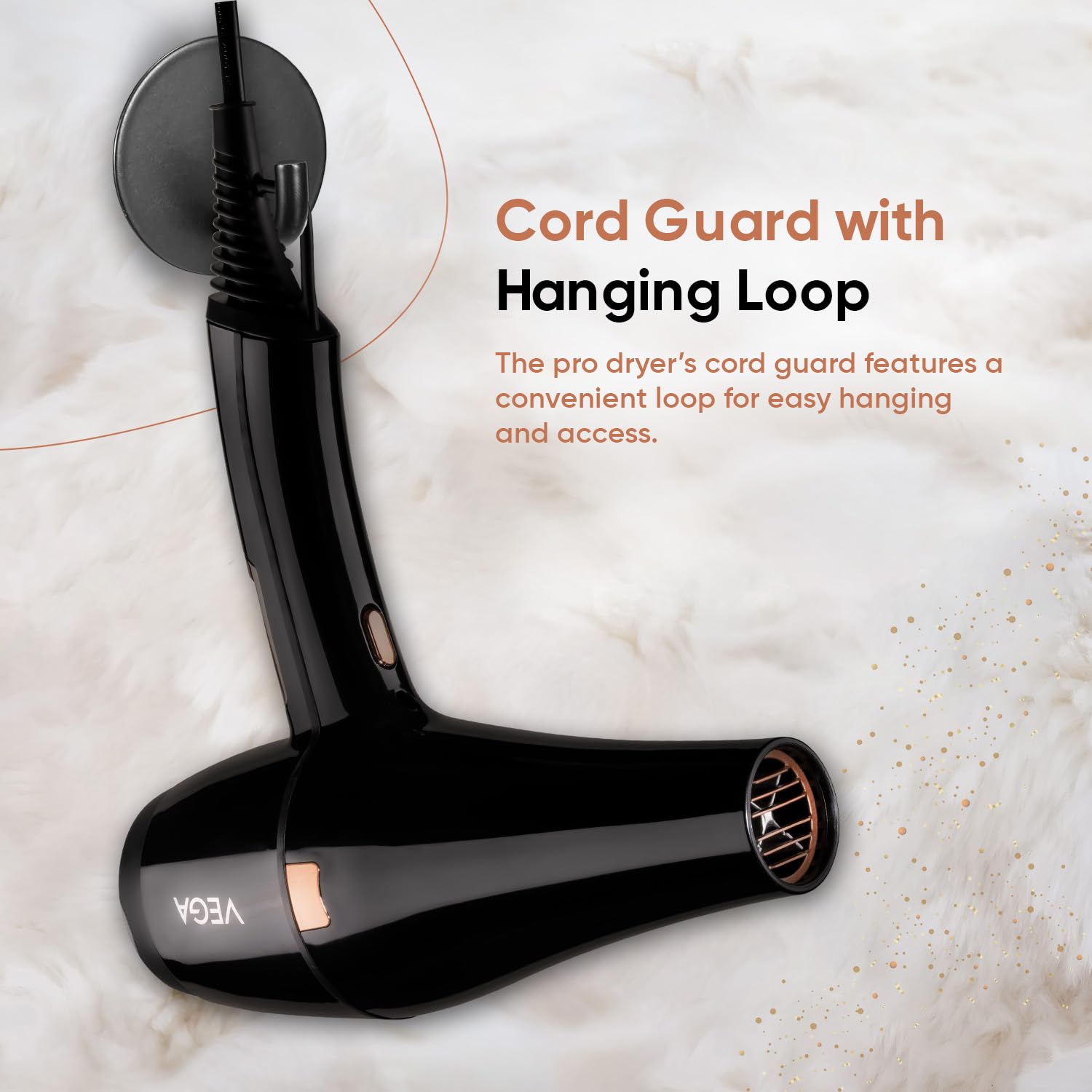 Cord guard with hanging loop on VEGA Pro-Xpert Hair Dryer