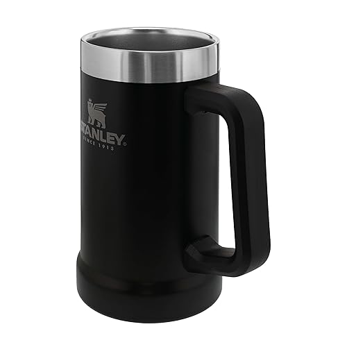 Stanley Adventure Vacuum Beer Stein 0.7L - Travel Mug Keeps Drinks Cold For 7 Hours - Stainless Steel Thermal Cup With Handle - Dishwasher Safe - Matte Black - Matte Black