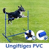 FIVMEN 4X Agility Set Hunde Slalomstangen Hund Training Set Höhenverstellbar Kunststoff Hürdenset Hobby Horse Hindernisse mit Transporttasche für Hundetraining Hundesport, Blau
