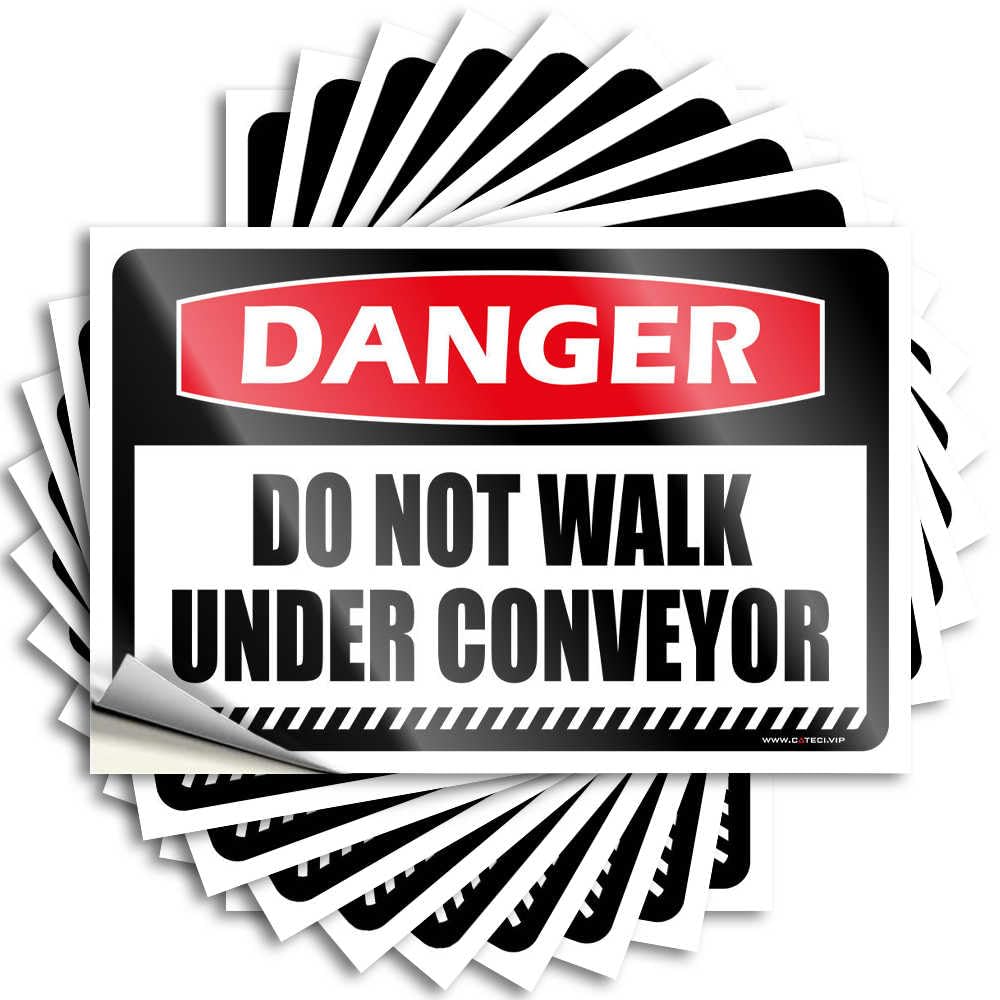 Checkered Label Funny Car Stickers and Decals - Teacher Bulk Danger Do Not Walk Under Conveyor for Patio Surface(6X9CM-10Pcs)