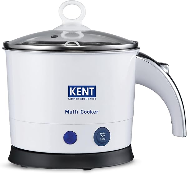 KENT Electric Multicooker Cum Steamer/Kettle 1.2L 800W| Boiling of Water, Tea,Eggs, Instant Noodle Maker, Steaming idlis, Momos |Inner St...