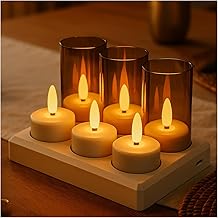 Rechargeable LED Candles with Remote Control, Charging Station & Timer by MMOBIEL - 6 USB Flameless Tea Lights for Home, Table, Weddings & Christmas Decoration