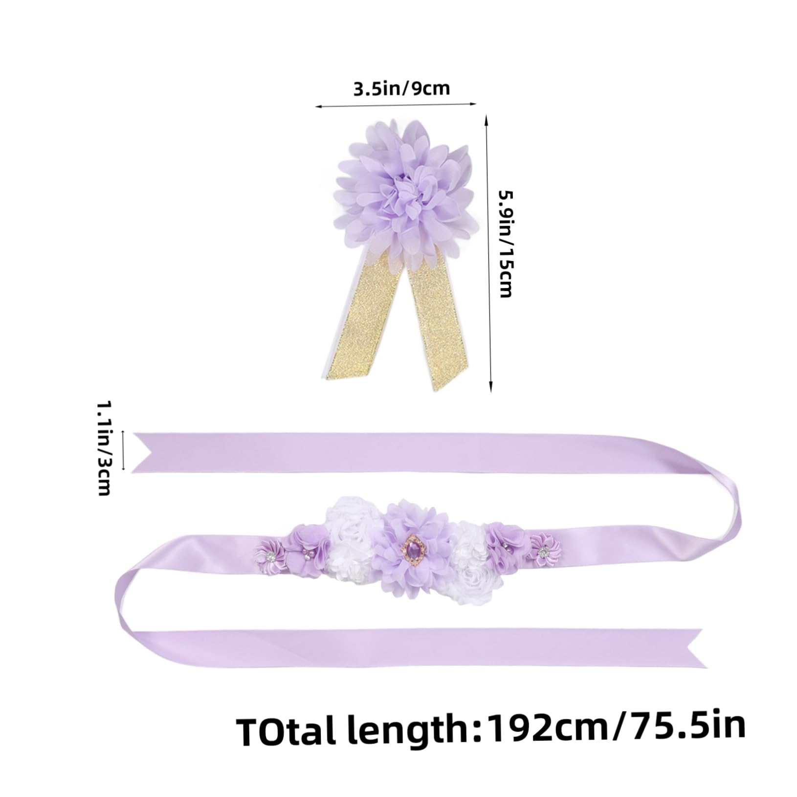 VICASKY Maternity Sash Corsage Set Flower Sash Belt for Baby Shower for Pregnant Women Decorative Maternity Accessory