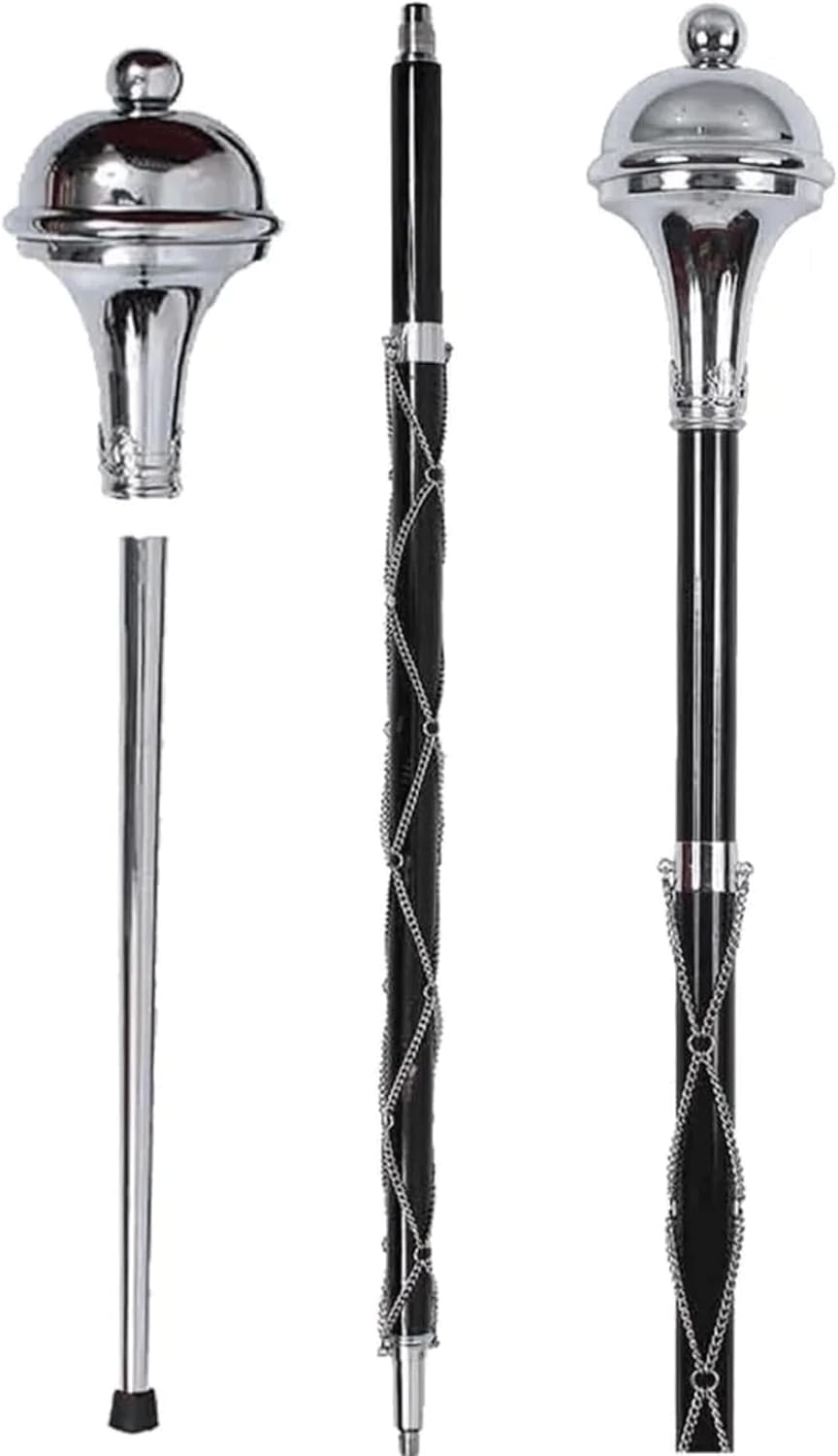 Drum Major Mace Stave & Stick Plain Head Ball Top Chrome Three Part