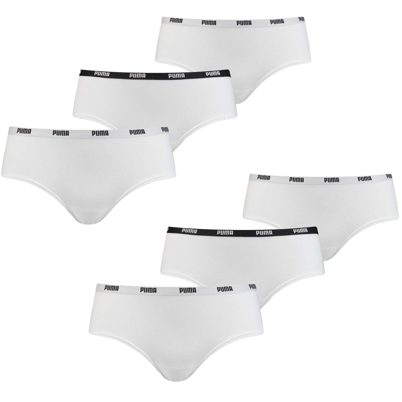 PUMA Damen Iconic Hipster 503007001 6er Pack, Farbe:Weiß, Wäschegröße:XL, Artikel:-300 white