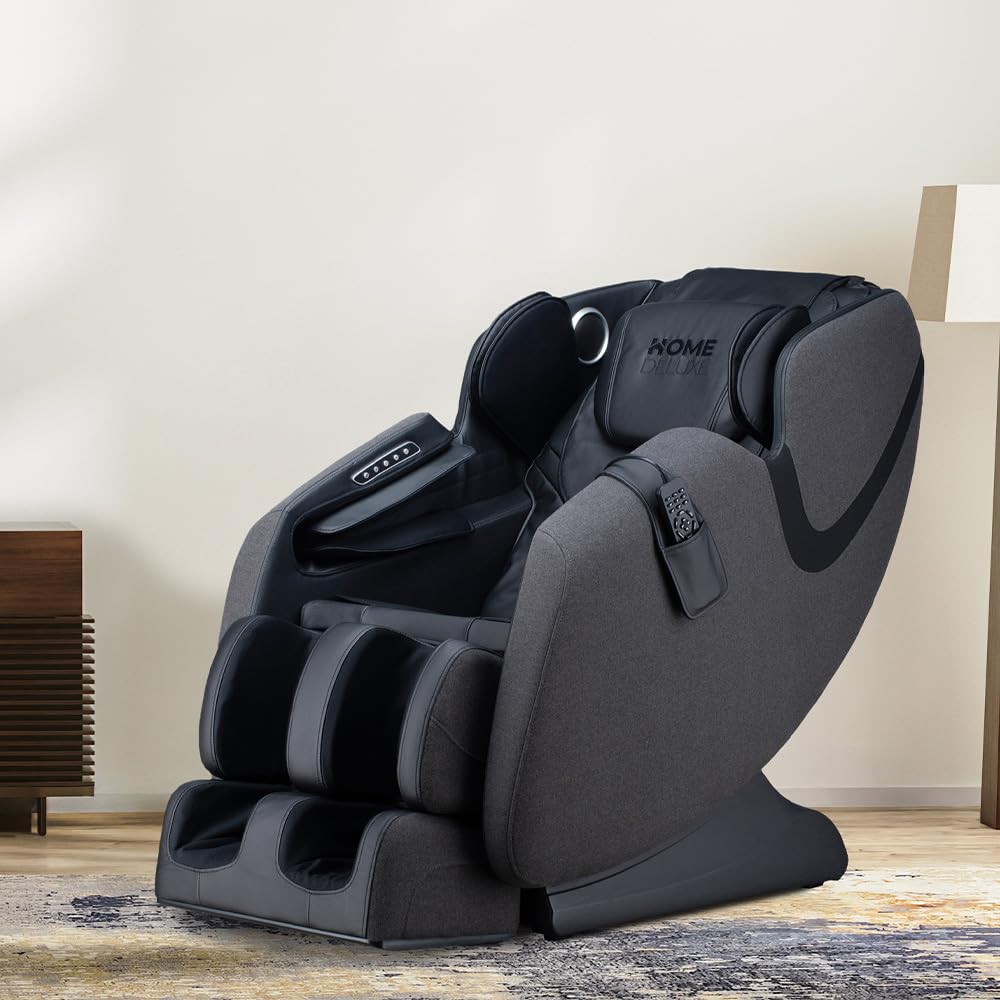 Home Deluxe Massagesessel Marino mit Premium Webstoffpolsterung Anthrazit - 135,4 x 73,5 x 103 cm | 6 Massageprogramme, mit Textilpolsterung, Zero-Gravity