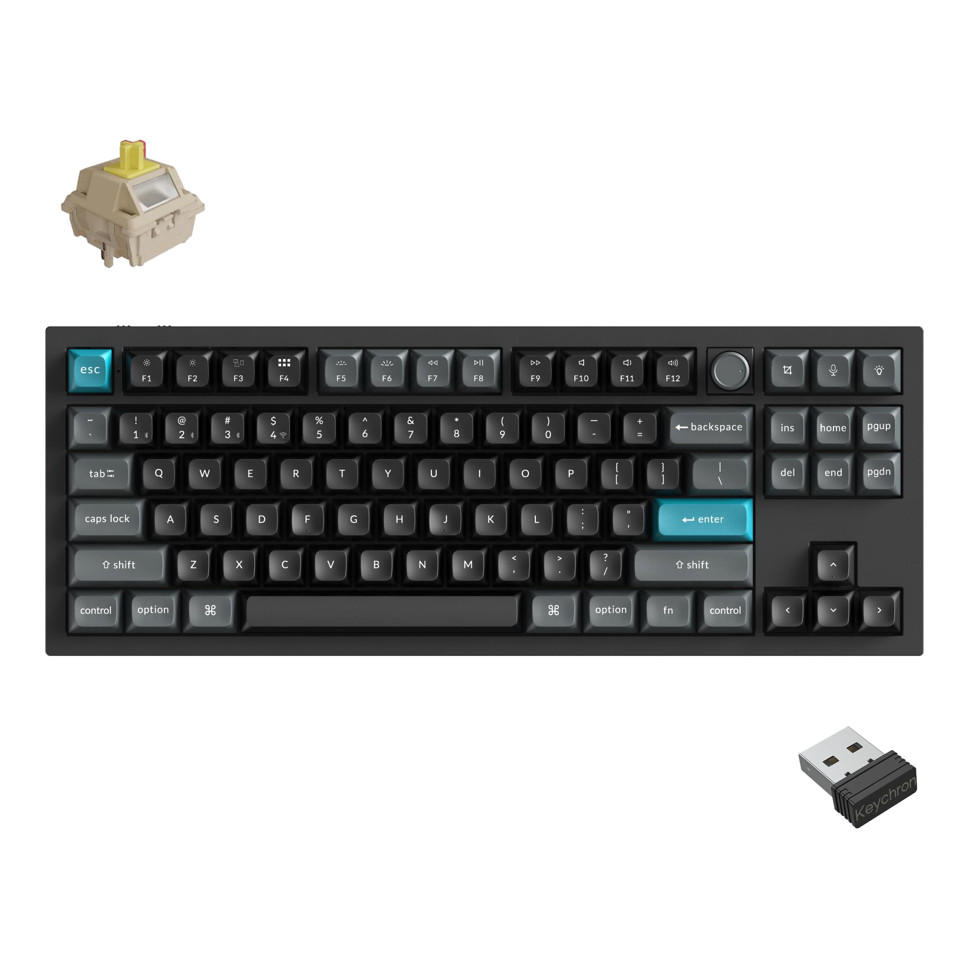 「国内正規品」Keychron Q3 Ultra 8K メカニカルキーボード 2.4G/Bluetooth/有線 USレイアウト バナナ軸 ブラック