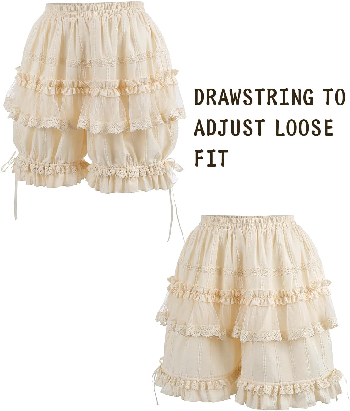 CR ROLECOS Pantaloons Women Lolita Bloomer Victorian Ruffle Lace Pumpkin Pants - Image 2