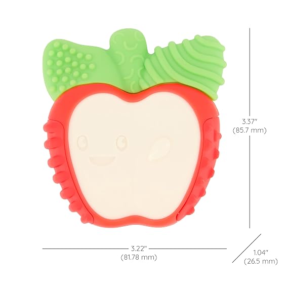Infantino Lil' Nibbles Apple Teether, Vibrating Bristle Gum Soother