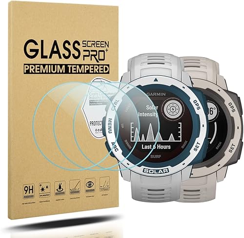 Diruite Paquete de 3 protectores de pantalla solar Garmin InstinctInstinct, dureza 2.5D 9H, película protectora de pantalla de vidrio templado