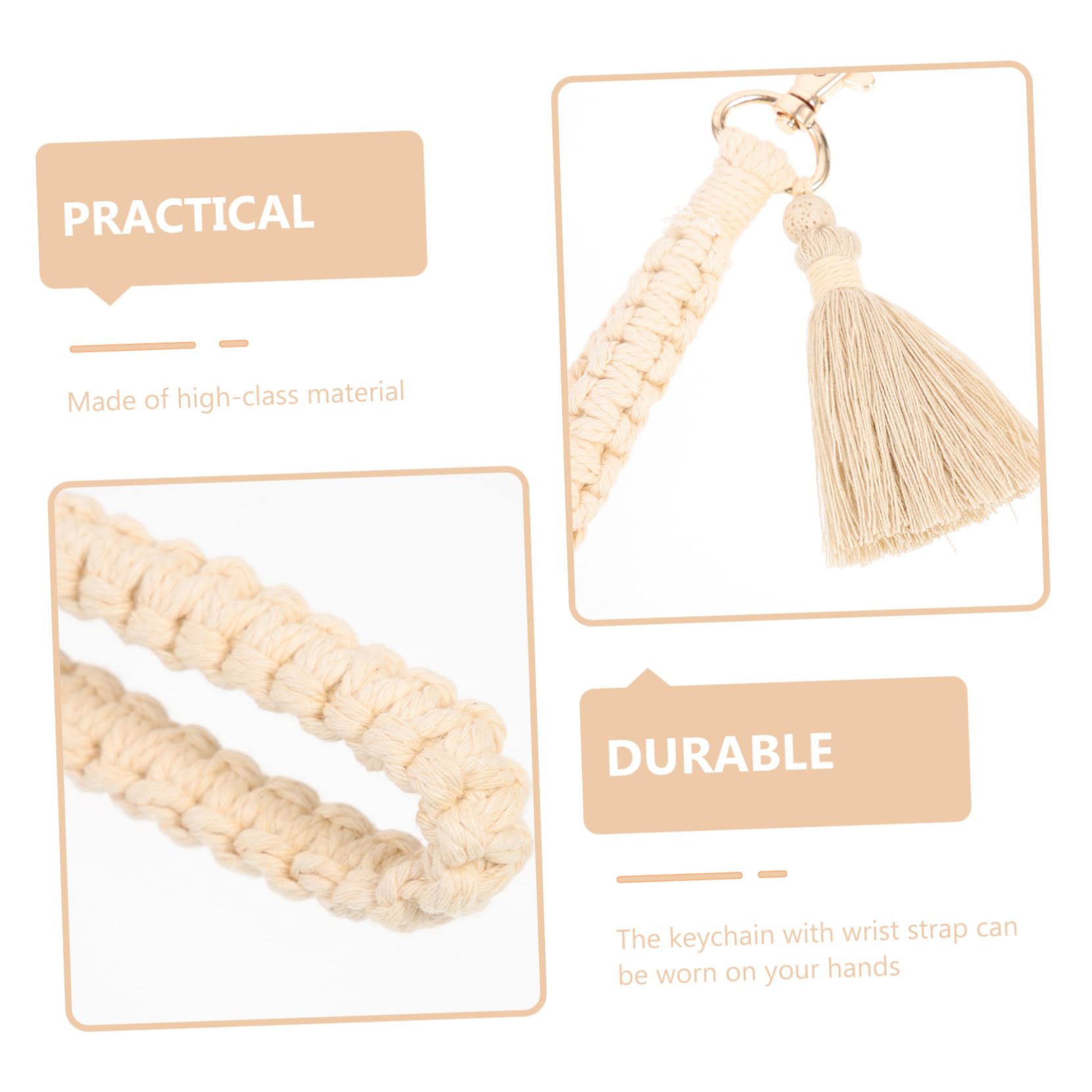 SHERCHPRY 2 llaveros de borla para mujer, cordón de muñeca, colgante de teléfono, llavero de macramé, llavero de langosta