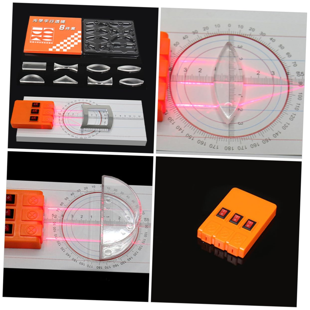 1 Satz Optischer Experimentierkasten Physik-optisches Experimentierset Optisches Prismenset Prismenoptik Physik-linsen-experimentierset Physik-kit Plastik Achte Klasse Reflektor