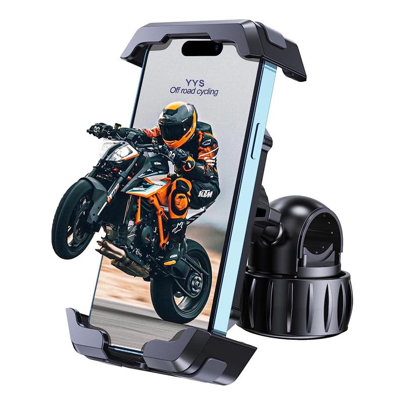 TIMESS Bike Phone Holder, Motorcycle Mount - Motorcycle Phone Holder, Handlebar Cell Phone Clamp, Scooter Phone Clip for iPhone/Samsung/Google/Huawei/