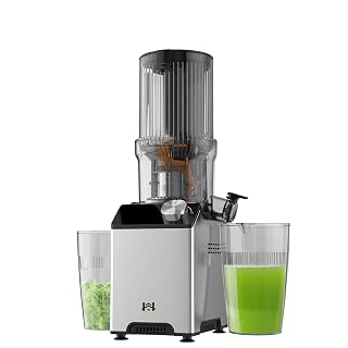 Cold Press Juicer, Juicer Machines with 4.35'' Wide Feed Chute, Stainless Steel Masticating Juicers Easy to Clean, Ergonomic Operational Panel Design, High Juice Yield, Platinum Color Knob - Amazon product rated Grade A