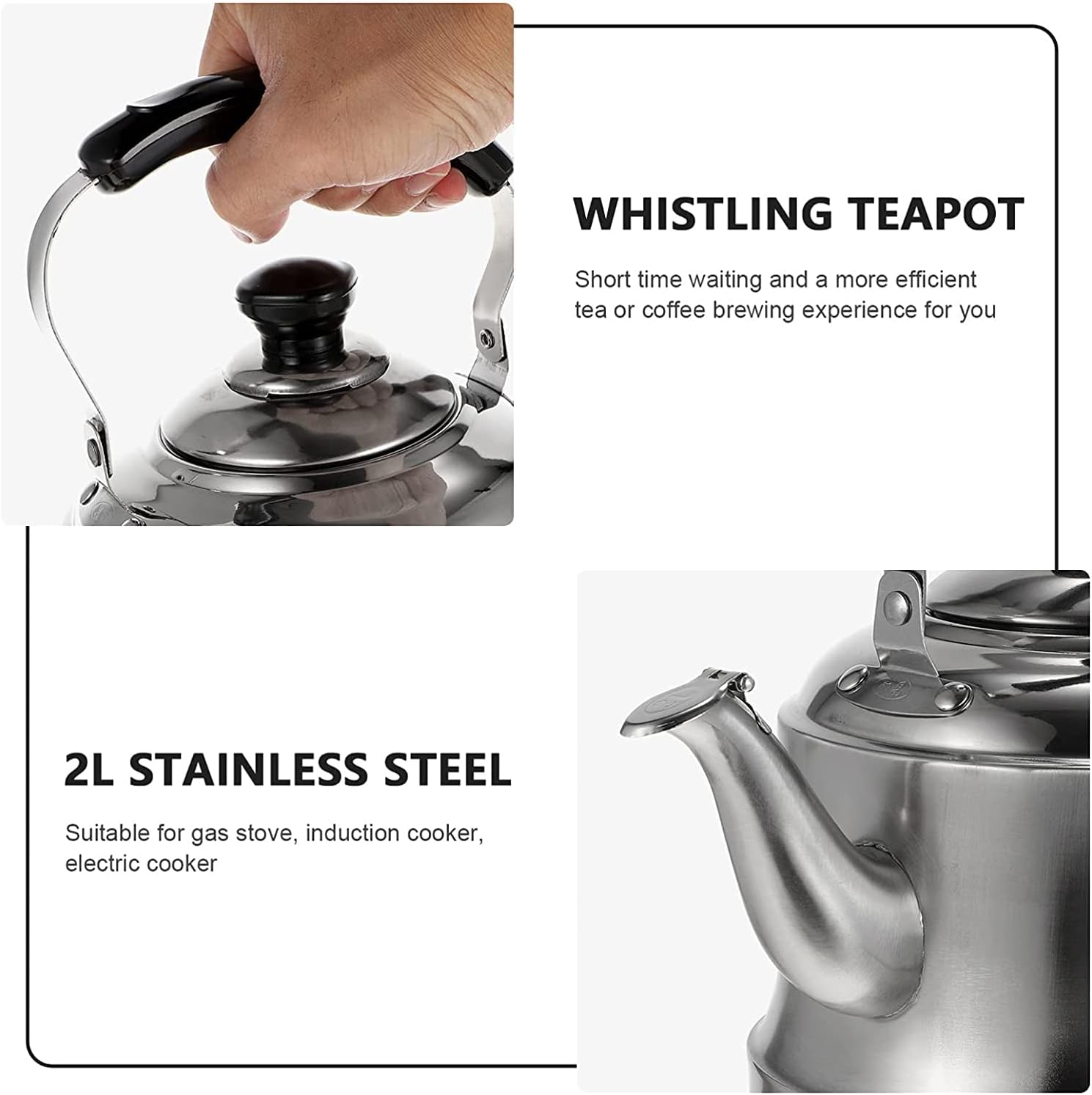 Whistling Kettle Whistling Tea Kettle Tea Kettle Stovetop Made Stainless Steel, Wear-Resistant and Sturdy
