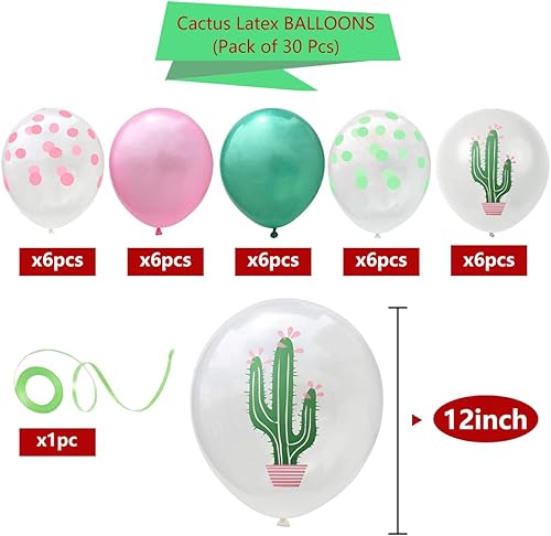 Miniatura 2 de 30 globos de fiesta de cactus para fiesta tropical hawaiana Luau/decoraciones de cumpleaños/fiesta de carnaval temática de verano/baby shower
