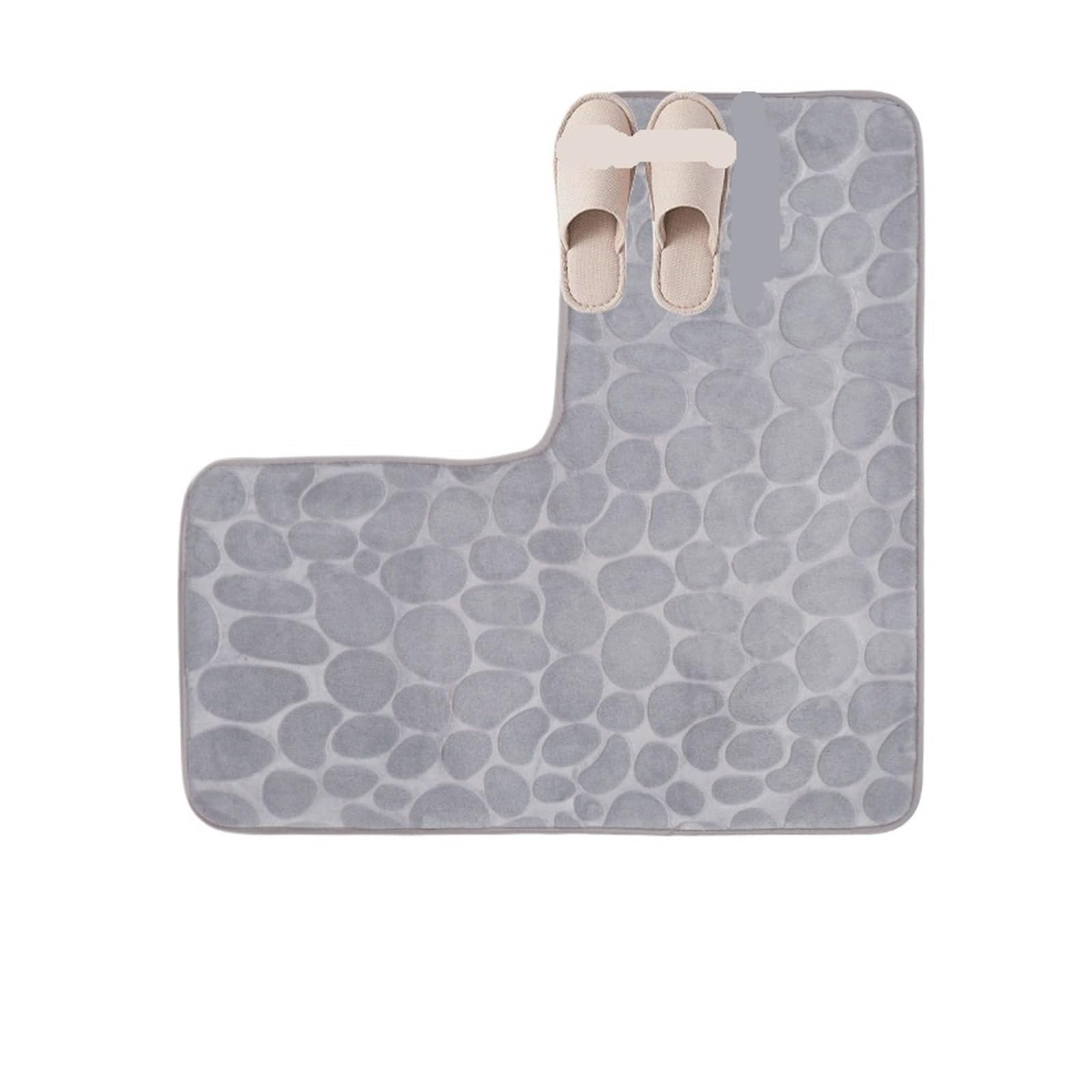 Tapis de bain en L antidérapant et ultra absorbant en mousse grise