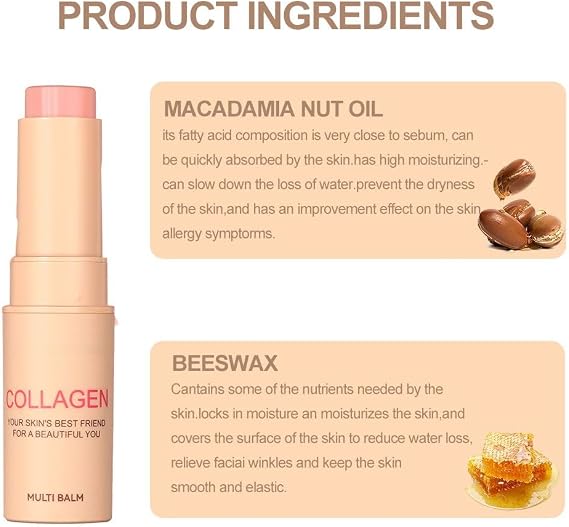 Collagen Boosting Moisture Balm Stick, Anti Wrinkles Sticks for Anti Wrinkles, Hydrating Moisturizers for Women and Girls, Hydrating Balm - Boost Collagen & Moisture For Face, Eyes, Neck (7g)