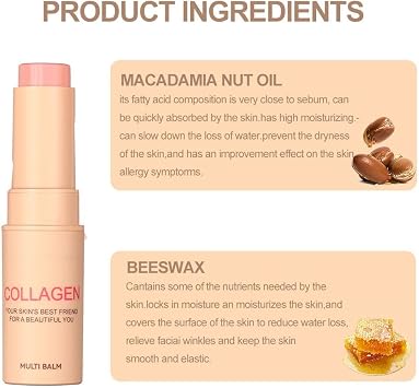 Collagen Boosting Moisture Balm Stick, Anti Wrinkles Sticks for Anti Wrinkles, Hydrating Moisturizers for Women and Girls, Hydrating Balm - Boost Collagen & Moisture For Face, Eyes, Neck (7g)