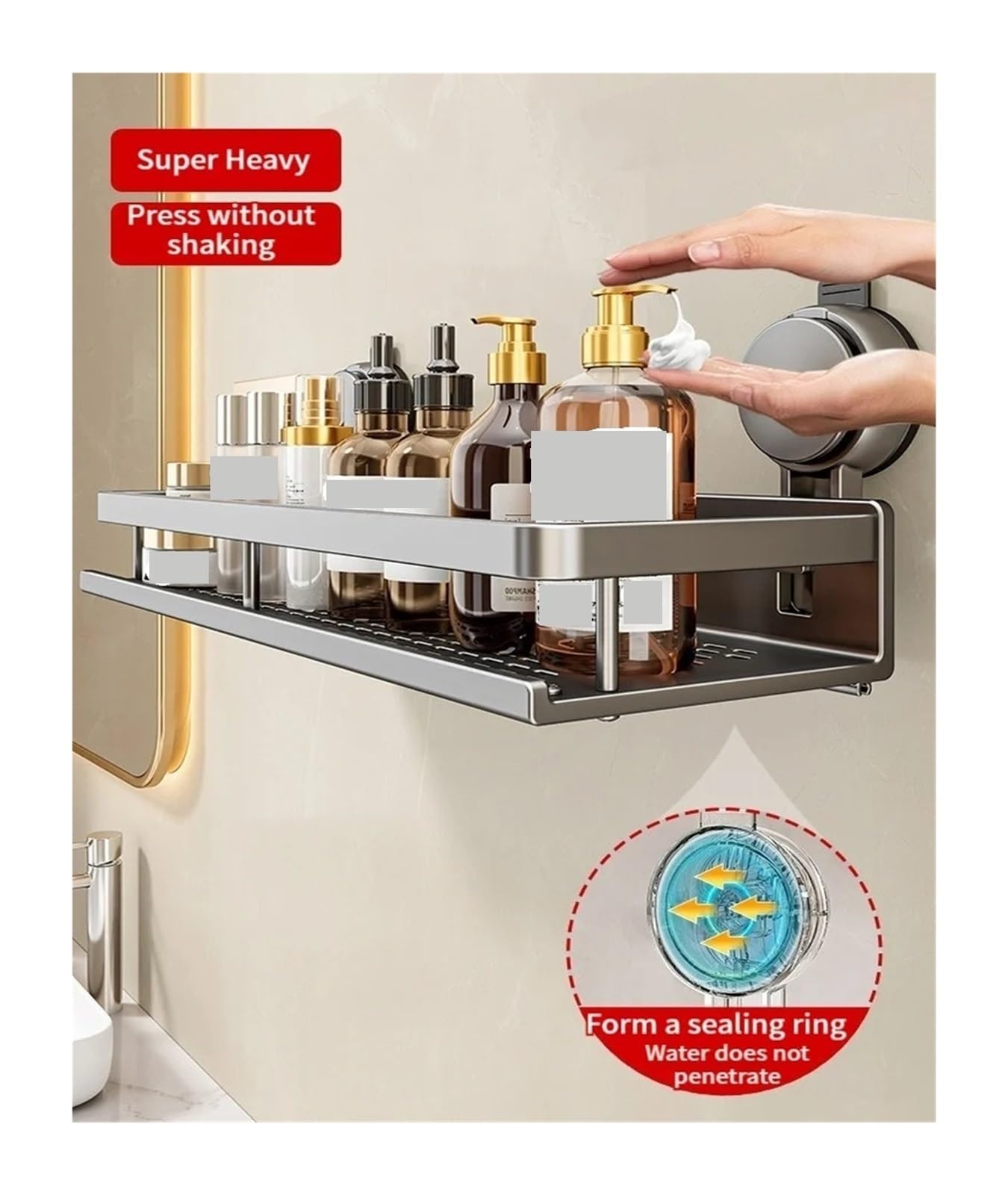Genérico Estante de baño sin taladro ventosa aluminio organizador ducha soporte colgante