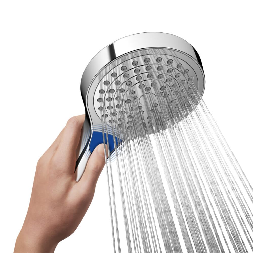 Villeroy & Boch Verve Showers słuchawka prysznicowa z 3 rodzajami strumienia, z wbudowanym zaworem zwrotnym, łatwa w czyszczeniu, okrągła, matowa czerń