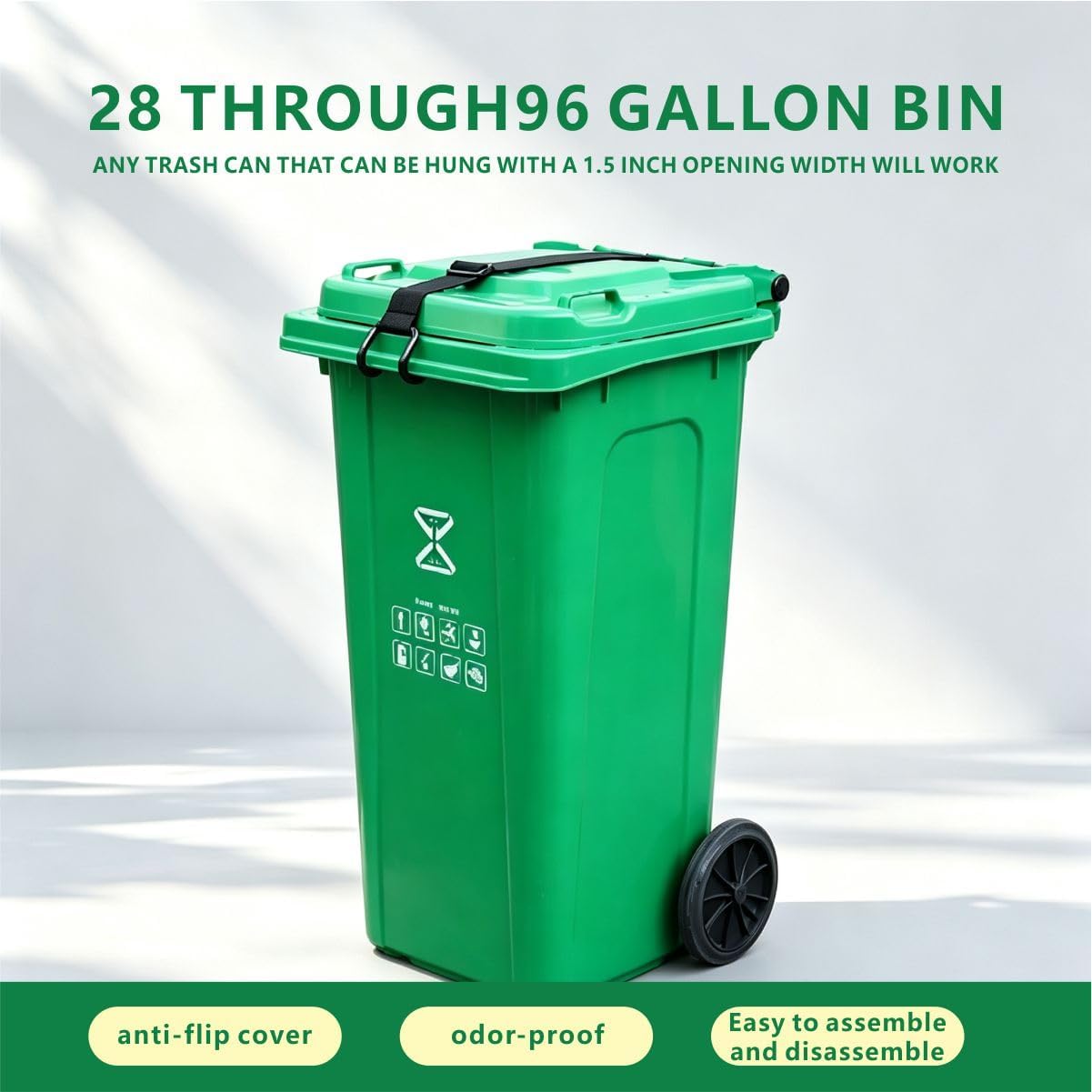 Metal Double Claw Trash Can Lid Lock, Wind & Animal Proof Garbage Can Lock