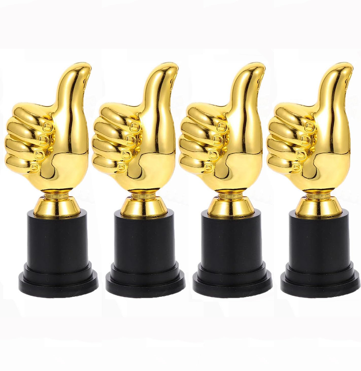Wxinsheng Golden Thumb Plastic Trophy Cups,4Pcs Thumbs Up Award Trophies,13Cm/5.1Inch Realistic Plastic Trophy Cups For Sports,Competitions Party Prizes