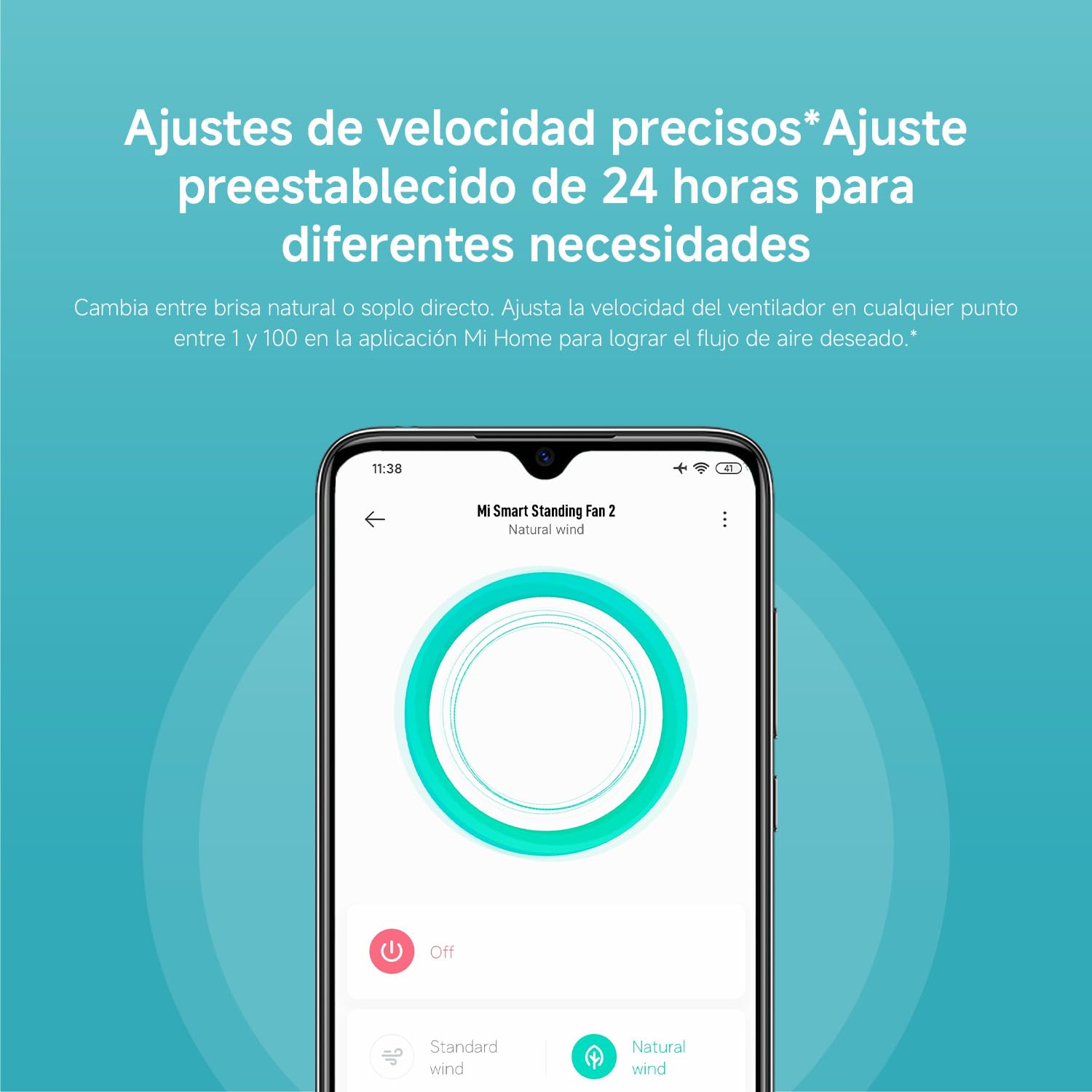 Xiaomi Mi Smart Standing Fan 2, ventilador inteligente, motor BLDC, control por aplicación y por voz, doble cuchilla, hasta 100 niveles de ventilación, modo silencioso, blanco, versión italiana
