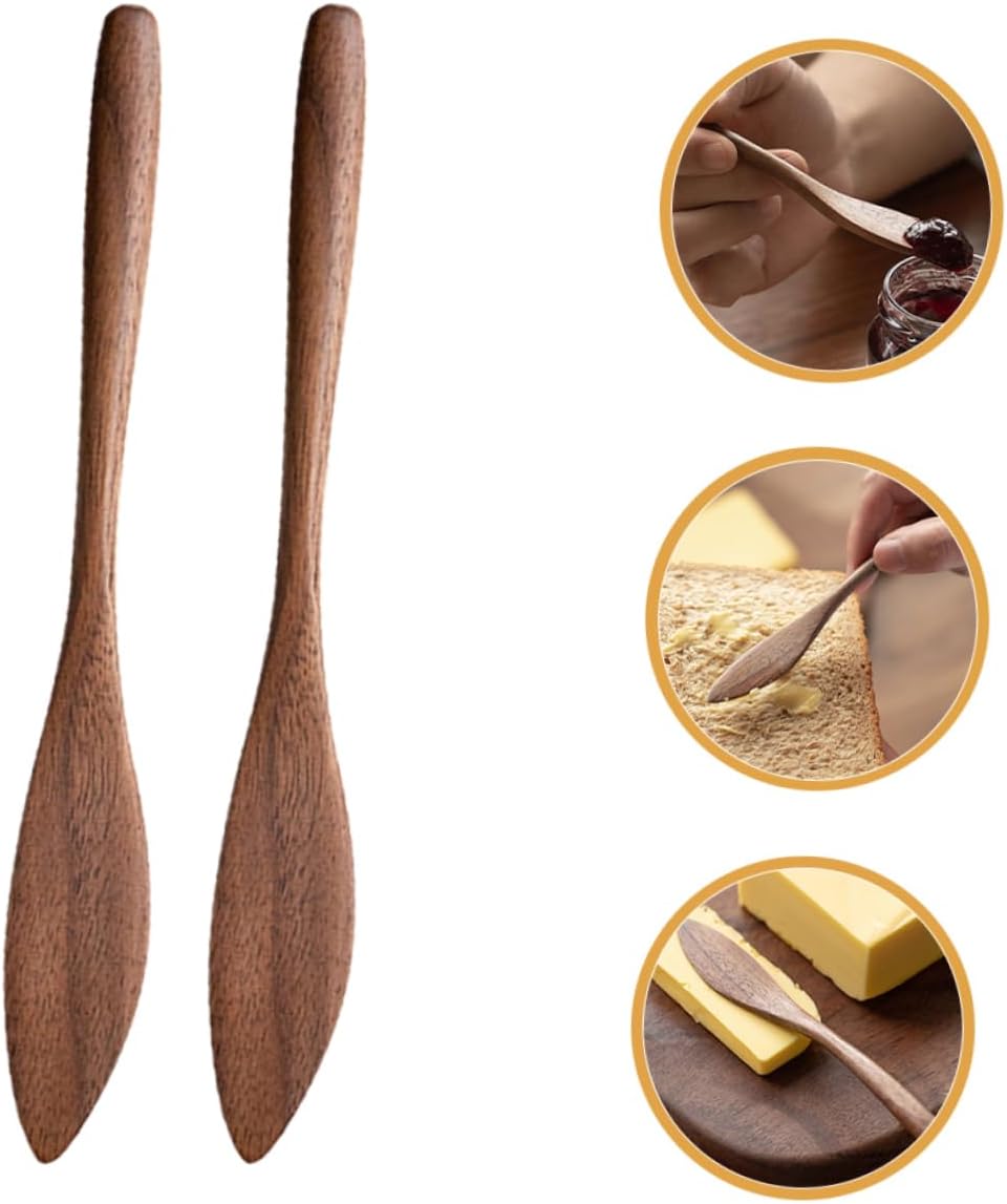 2pcs Wooden Butter Spreaders with Smooth Edges and Ergonomic Handle
