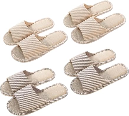 4 Pairs House Slipper for Guests Non Slip Indoor Bedroom Slippers Unisex